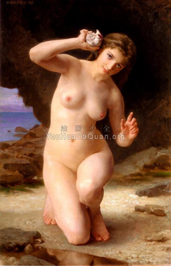 Femme au Coquillage, Woman with Seashell. - 威廉·阿道夫·布格罗